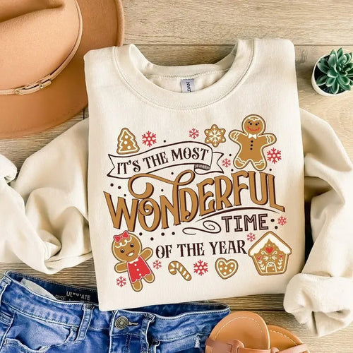 It's The Most Wonderful Time Of The Year Sweatshirt, Christmas Sweatshirt, Cute Gingerbread Sweater, Gift For...