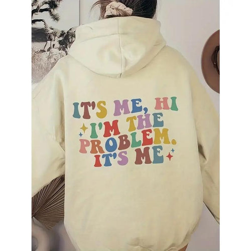 It's me Letter Print  Pocket Hoodie, Casual  Hoodies Sweatshirt, Women's Clothing  Hoodie and Sweater; T-shirt Cotton...