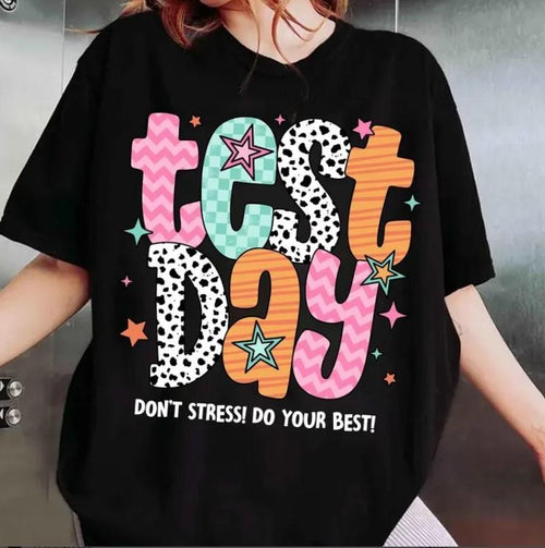 It's test day graphic tee, Test day teacher coquette, Don't stress do your best Cotton Fabric Hoodie, Sweatshirt