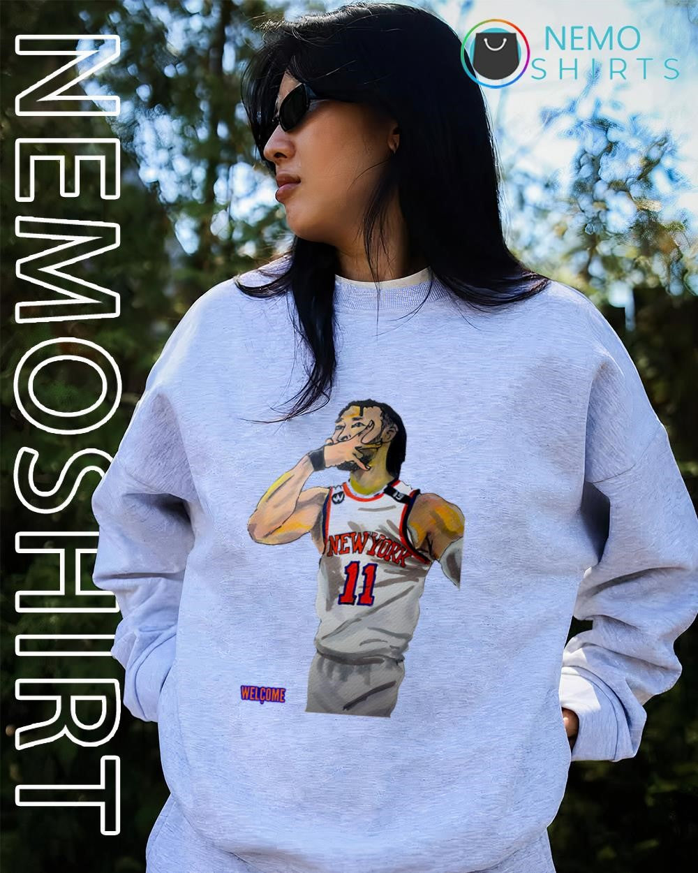 Jalen Brunson three-pointer New York player hand drawn shirt