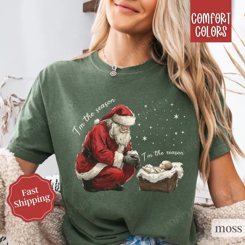 Jesus Christmas Shirt Comfort Colors, Religious Xmas Tshirt, Women's Holiday Tee Hoodie, Sweatshirt | CiraTrend.com
