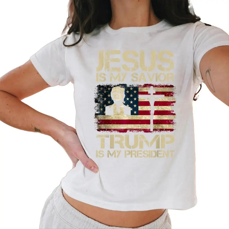Jesus Is My Savior Trump Is My President Trump 2024 Usa Flag Baby Tee Hoodie, Sweatshirt | CiraTrend.com