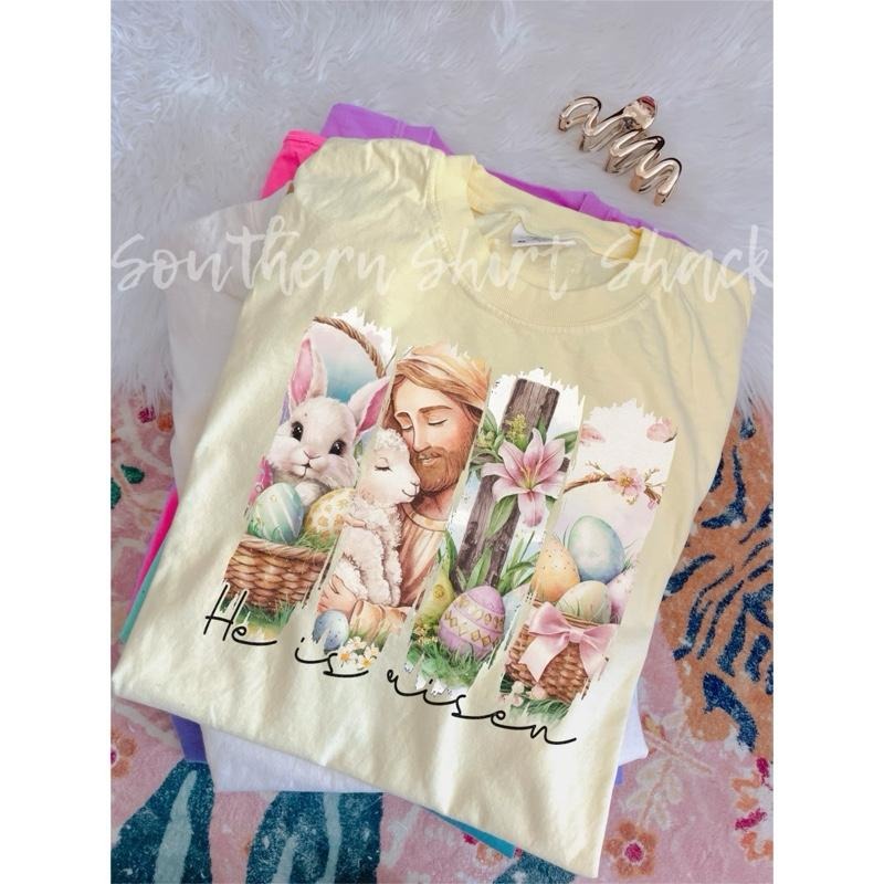 Jesus he is risen T shirt  | Easter T Shirt |  Banana comfort colors T shirt top Hoodie, Sweatshirt | CiraTrend.com