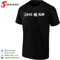 Leave me alone text blue shirt