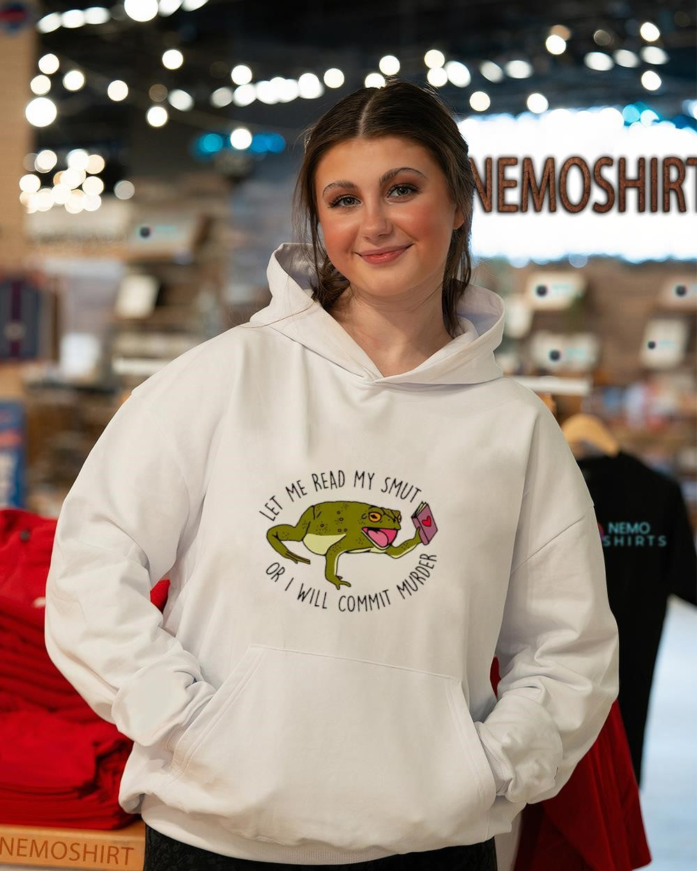 Let me read my smut or I will commit murder frog holding book shirt