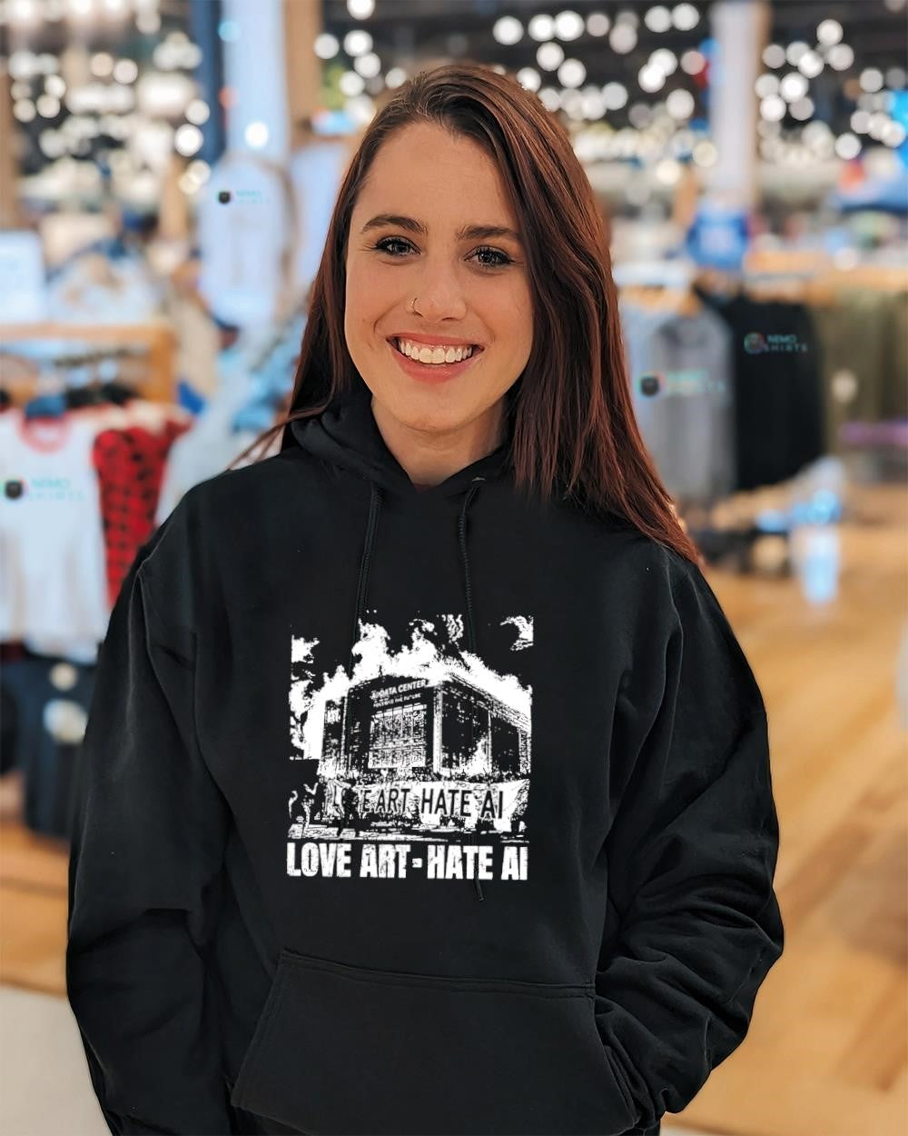 Love Art Hate Ai graphic shirt