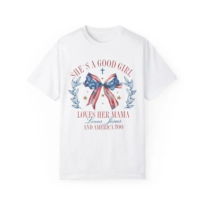 Loves Jesus And America Too Shirt Comfort Colors, July 4th Shirt, USA Oversized Graphic Tshirt, Patriotic Tshirts,...