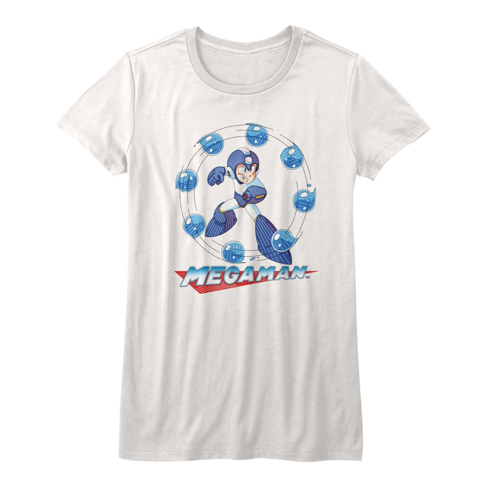 Mega Man Girls Juniors S/S T-Shirt - Water Shield - Solid White Hoodie, Sweatshirt | CiraTrend.com