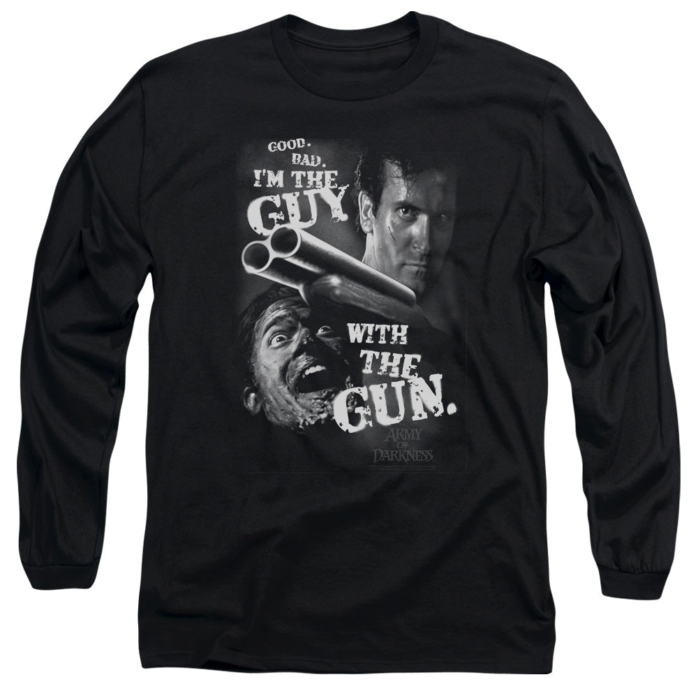 Army Of Darkness Guy With The Gun Mens Long Sleeve Shirt Black Hoodie, Sweatshirt | CiraTrend.com (Image 1)