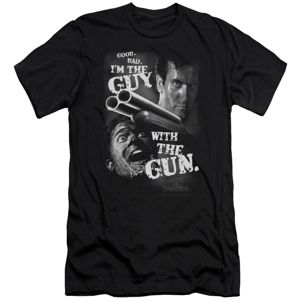 Army Of Darkness Guy With The Gun Premium Bella Canvas Slim Fit Mens T Shirt Black Hoodie, Sweatshirt (Image 1)