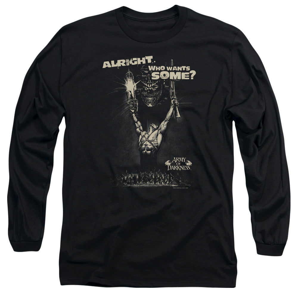 Army Of Darkness Want Some Mens Long Sleeve Shirt Black Hoodie, Sweatshirt | CiraTrend.com (Image 1)