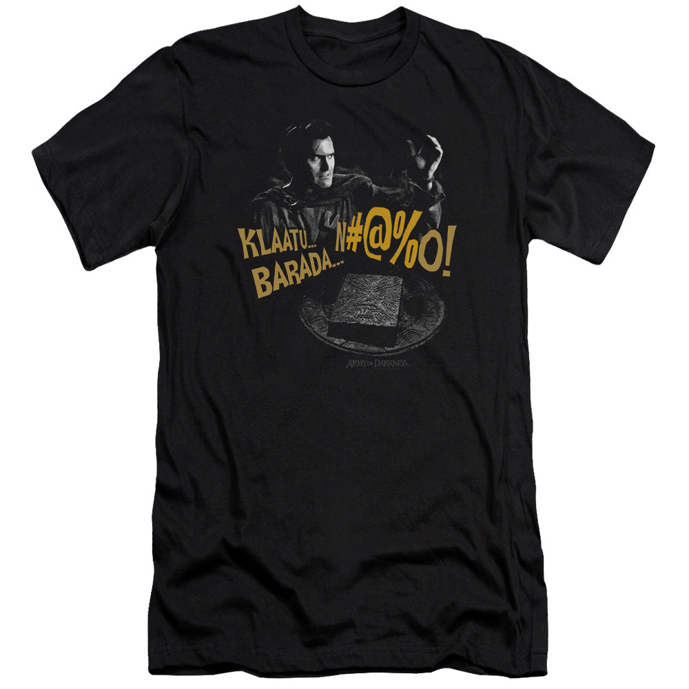 Army Of Darkness Klaatu...Barada Premium Bella Canvas Slim Fit Mens T Shirt Black Hoodie, Sweatshirt (Image 2)