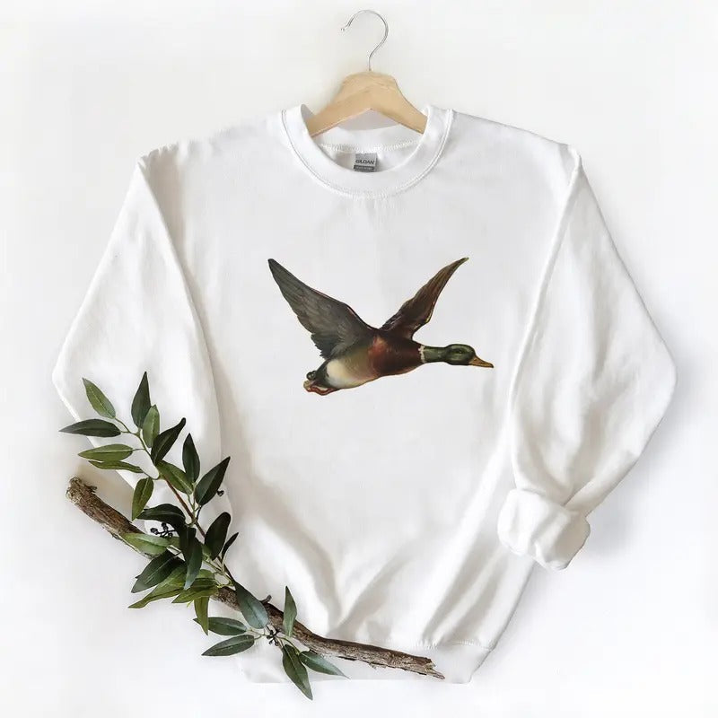 Mallard Duck Graphic Vintage T-Shirts Duck Hunting Retro Unisex Sweatshirt Born To Hunt , Hunting Season, Cotton Hoodie