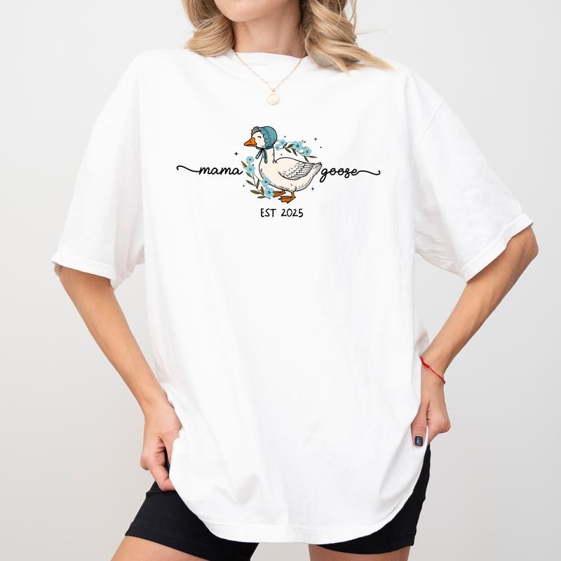 Mama Goose Comfort Colors Shirt, Goose Lover T-shirt, Funny Meme Goose Graphic Tee, Silly Ducks Outfits, Gift For Her,...