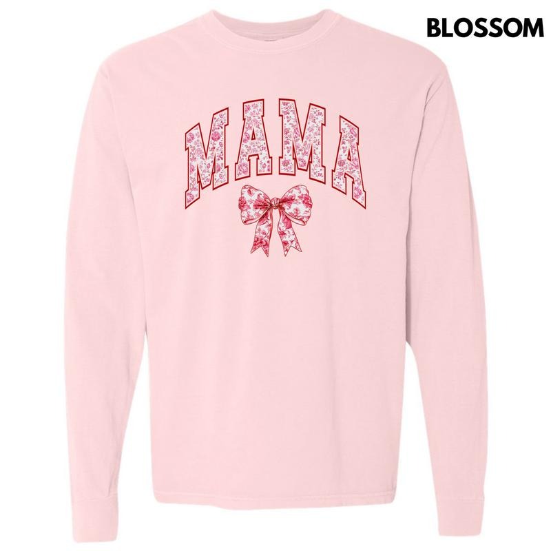 Mama Red Ginger Jar Florals Long Sleeve Comfort Colors T-Shirt 'NLB' Hoodie, Sweatshirt | CiraTrend.com