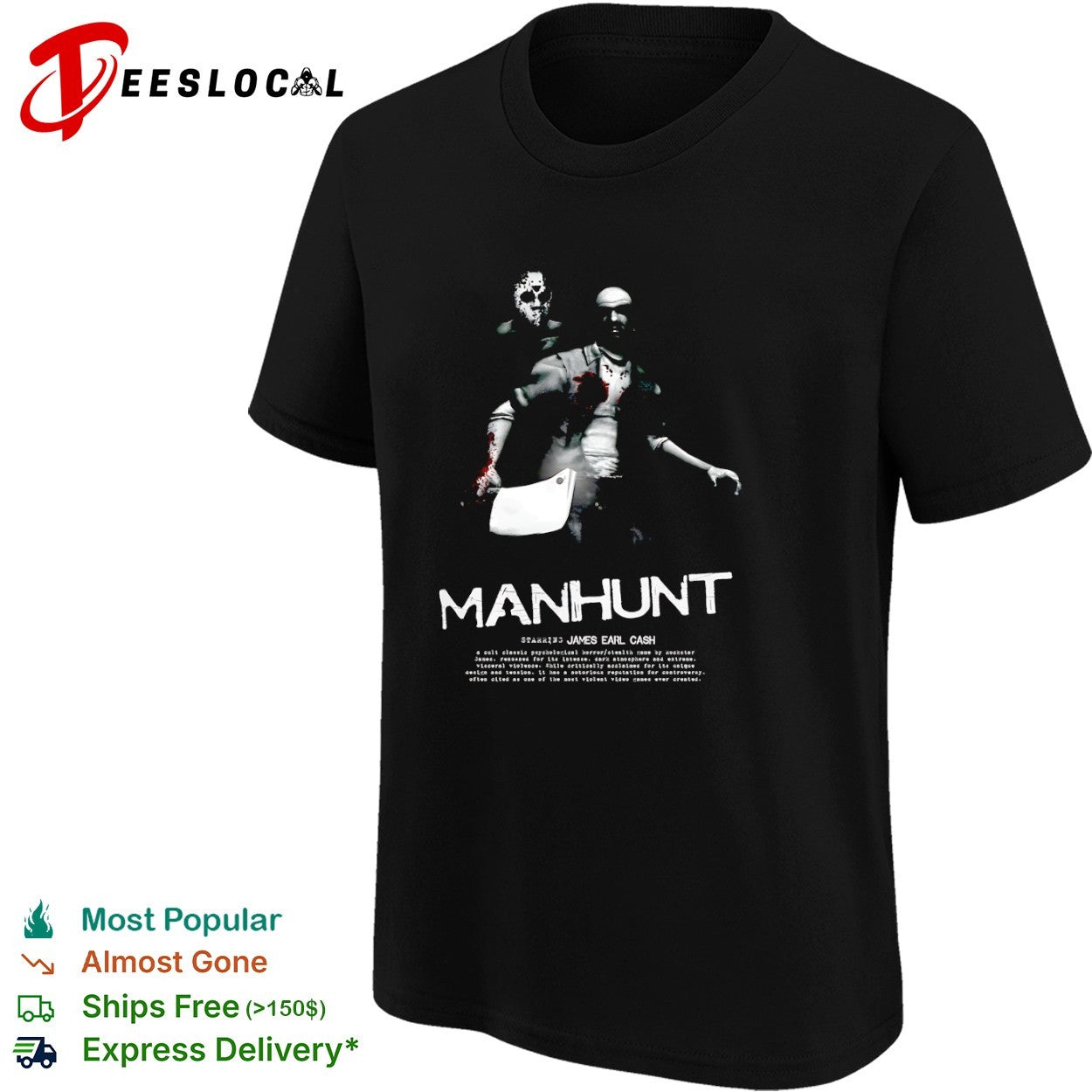 Manhunt James Earl Cash Rockstar Games cult classic psychological horror stealth shirt