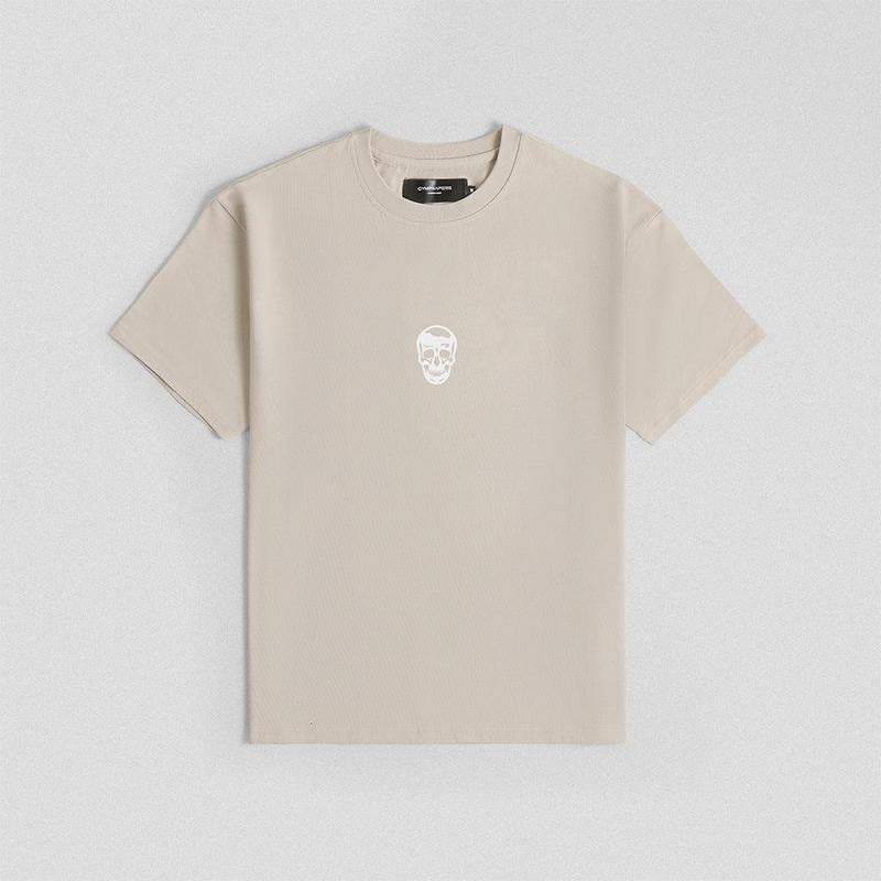 Men's Gymreapers Oversized Skull Tee - Khaki, 100% Cotton, Plain Shirt for Summer Casual Hoodie, Sweatshirt | CiraTrend.com
