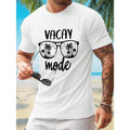 Men's Tropical Palm Glasses Print T-Shirt - Crew Neck, Short Sleeve, Knit Fabric with Slight Elastane Stretch, Regular...