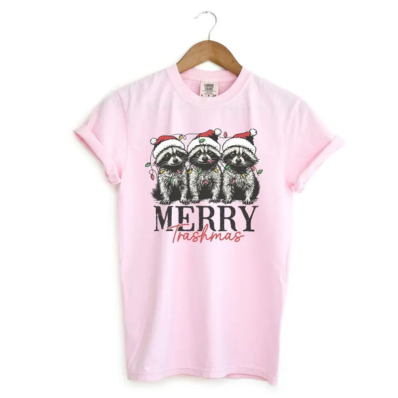 Merry Trashmas Holiday Shirt, Raccoon Vintage Comfort Colors T-Shirt Hoodie, Sweatshirt | CiraTrend.com