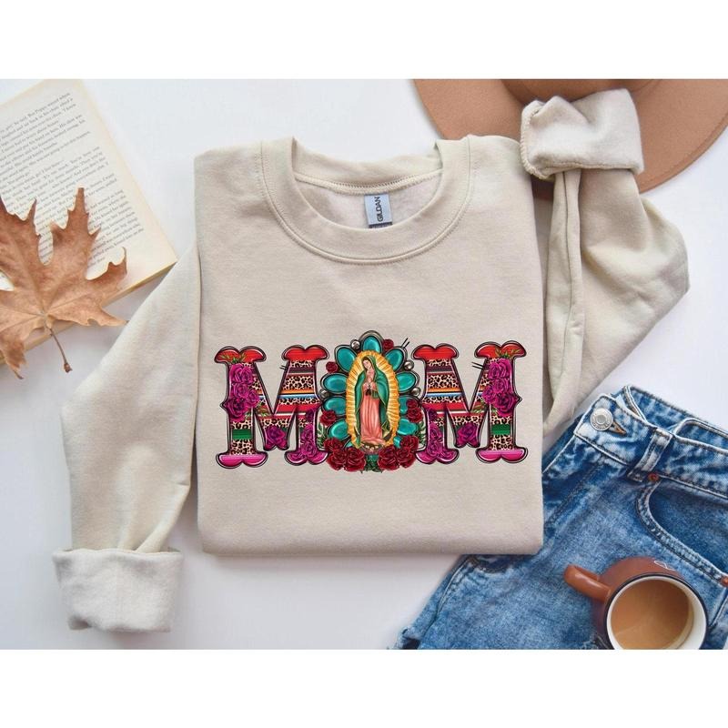 Mexican Mom Shirt and Sweatshirt with Virgen de Guadalupe | , Mother's Day Sweatshirt, Mexican Heritage Shirt, Latin...