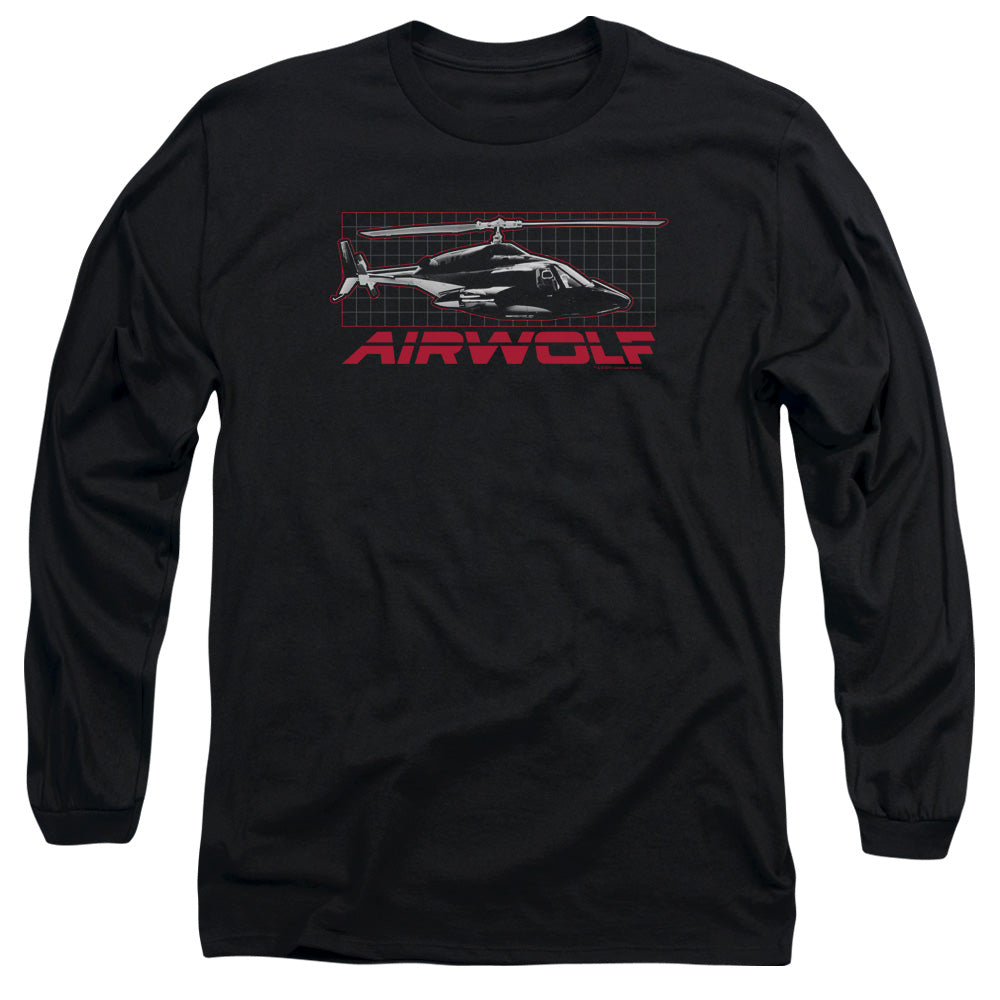 Airwolf Grid Mens Long Sleeve Shirt Black Black Hoodie, Sweatshirt | CiraTrend.com (Image 1)