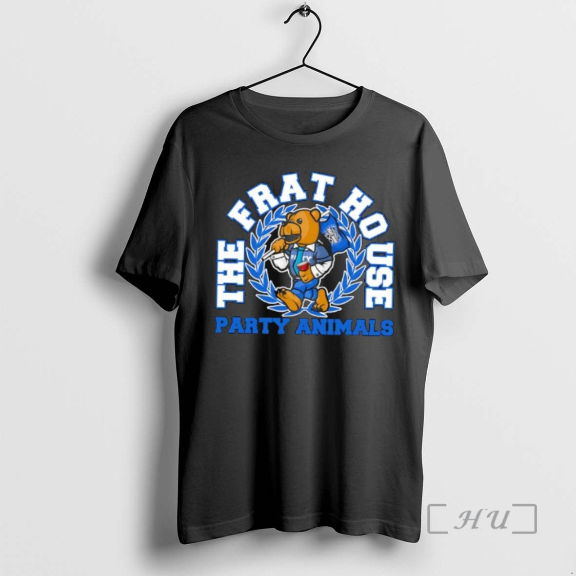 Officials The Frat House Party Animals Bear Blue Wreath T-Shirts, Hoodie, Sweatshirt | CiraTrend.com