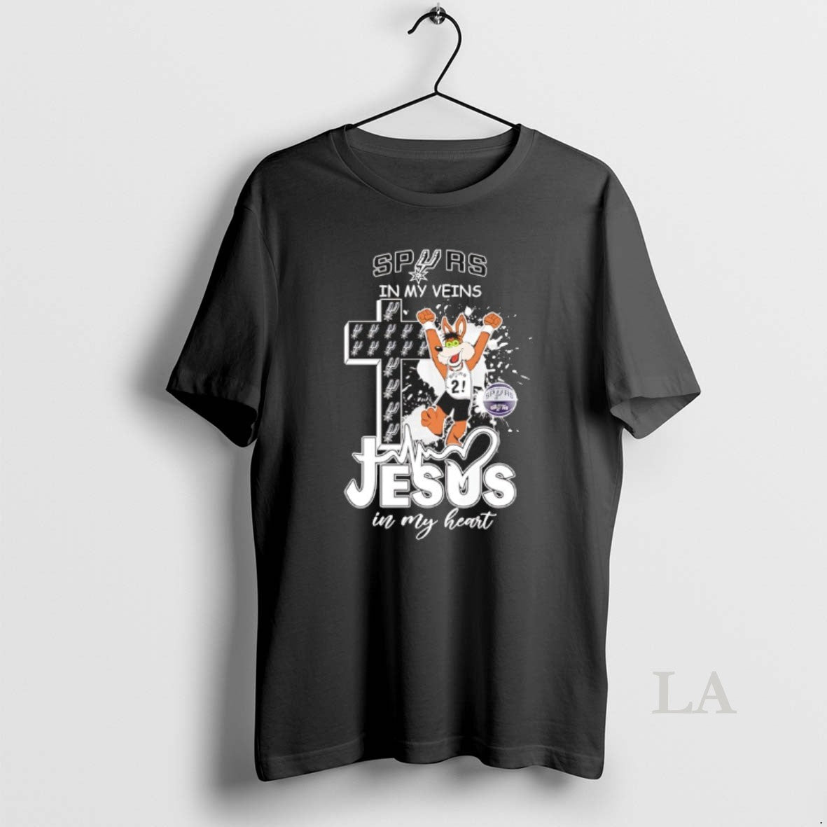 Original San Antonio Spurs In My Veins Jesus In My Heart Mascot T-Shirts, Hoodie, Sweatshirt | CiraTrend.com