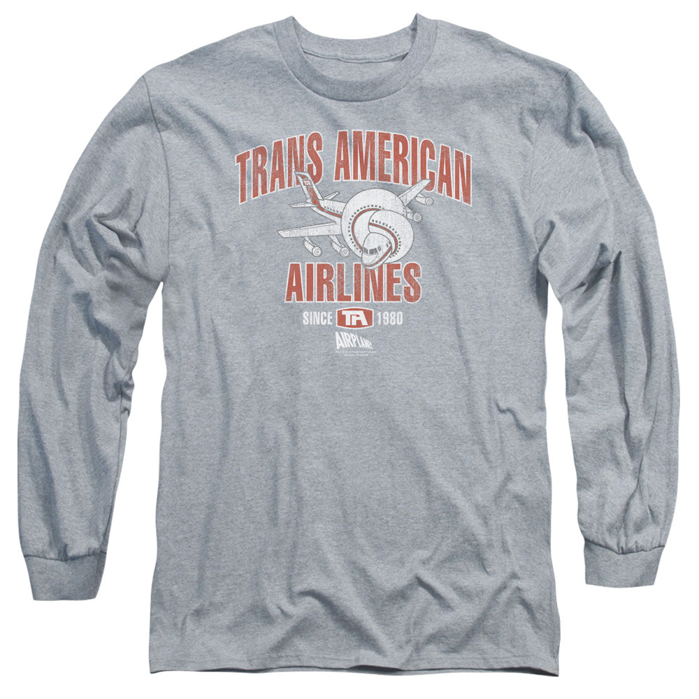 Airplane Trans American Mens Long Sleeve Shirt Athletic Heather Hoodie, Sweatshirt | CiraTrend.com (Image 3)
