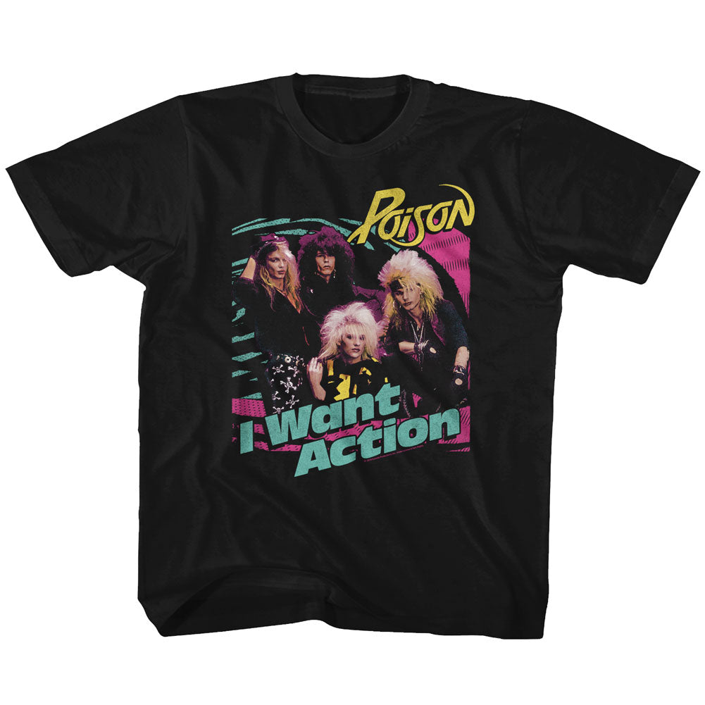 Poison Toddler S/S T-Shirt - Bright Action - Solid Black Hoodie, Sweatshirt | CiraTrend.com
