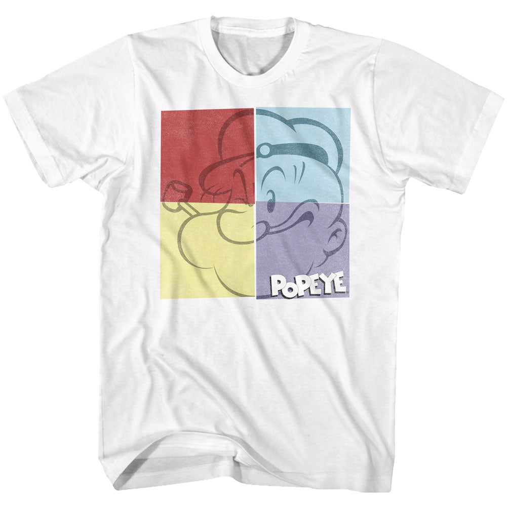 Popeye Mens S/S T-Shirt - Popeye Square - Solid White Hoodie, Sweatshirt | CiraTrend.com