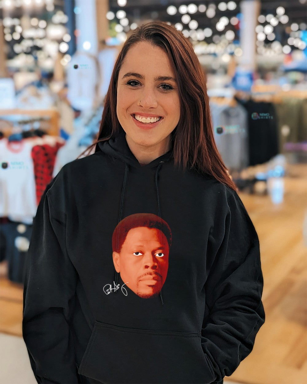 Patrick Ewing head face signature shirt
