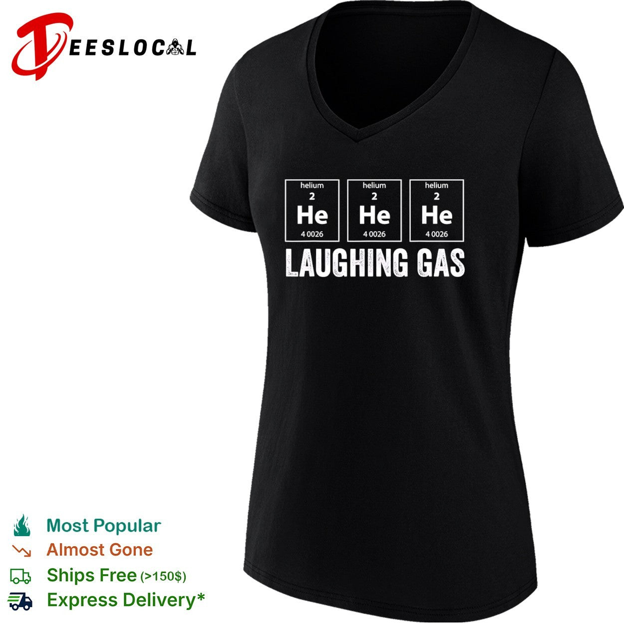 Periodic table helium 2 he 4 0026 laughing gas shirt