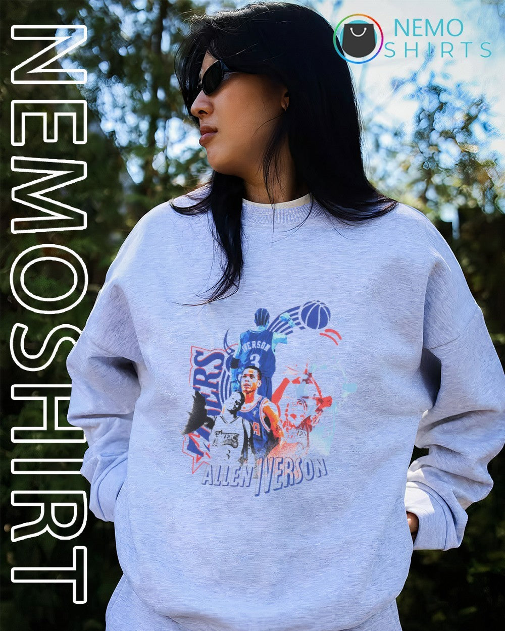 Philadelphia 76ers Allen Iverson player collage graphic shirt