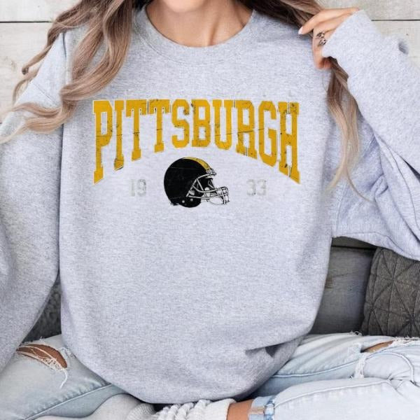 Pittsburgh Football Sweatshirt, Vintage Unisex Pittsburgh Crewneck, Gift for Football Fan, Oversized Pittsburgh...