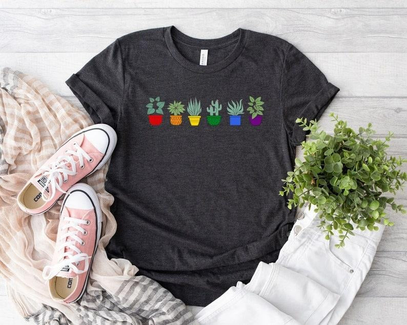 Plant LGBTQ Pride Shirt , Gender Neutral Shirt ,Cute Pride T-Shirt,LGBTQ Ally,Subtle Pride T-Shirt,Queer Gift,Lesbian...