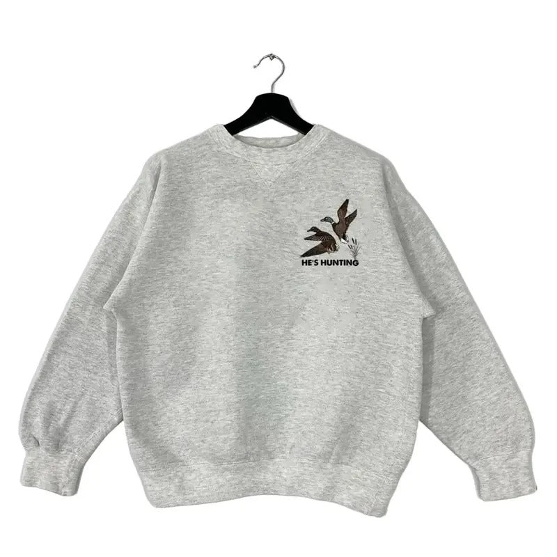 Pocket He Is Hunting Mallard Duck Vintage Sweatshirt National Wildlife T-shirt Retro 90s Pullover, Hunting Season 2025 to...