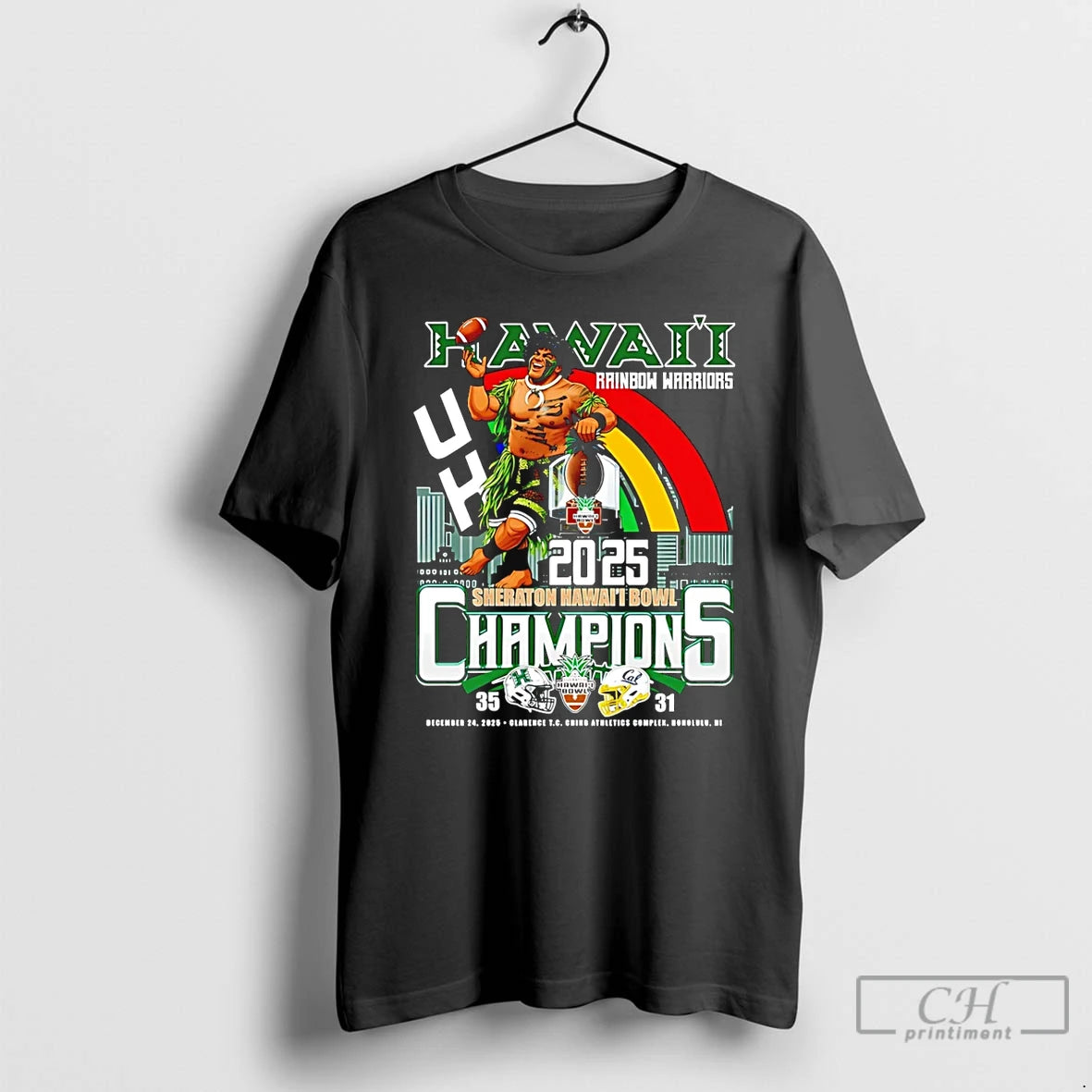 Premium Hawaii Rainbow Warriors 2025 Hawaii Bowl Champions Mascot Score T-Shirts, Hoodie, Sweatshirt | CiraTrend.com