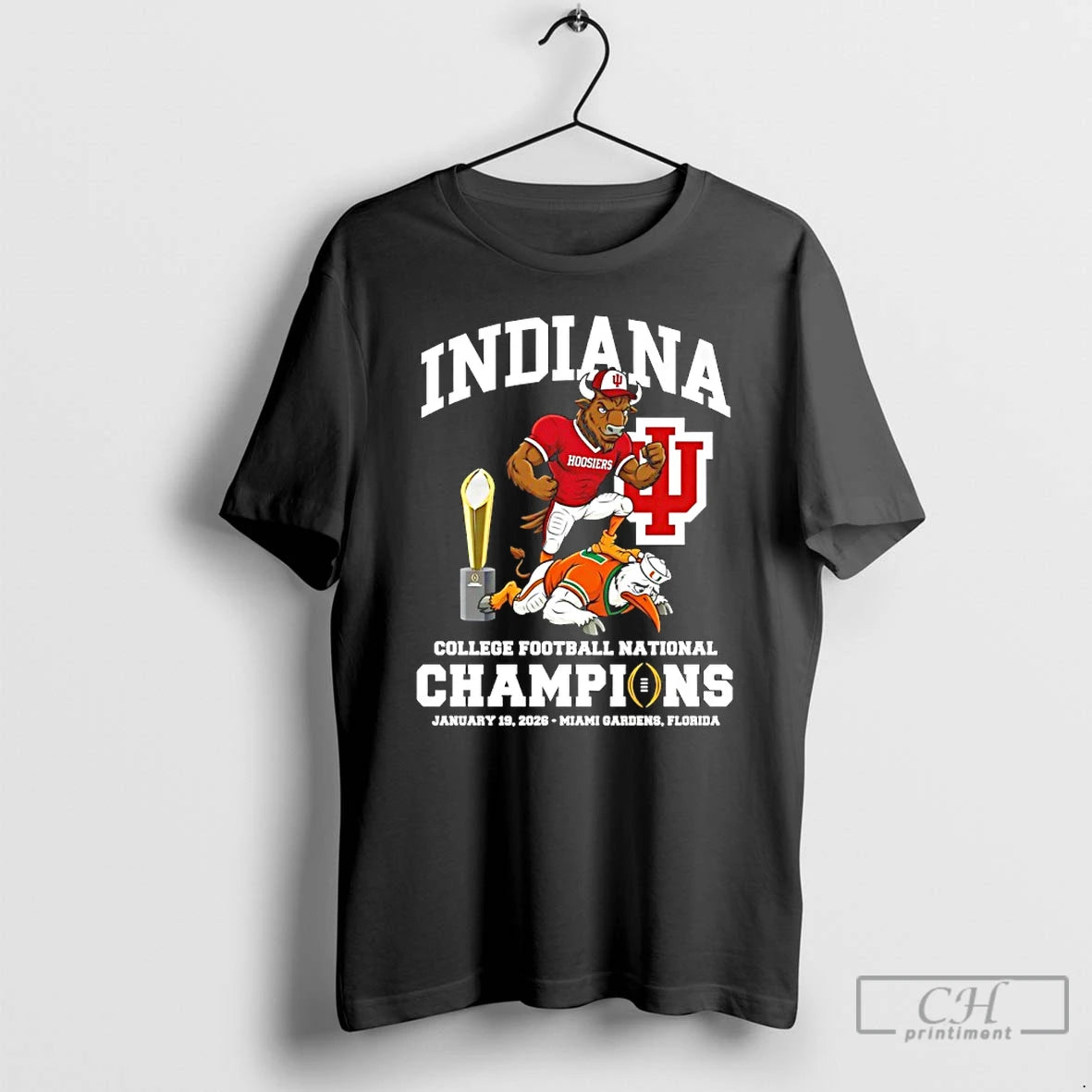 Premium Indiana Beat Miami 2026 Cfp National Champions Mascot Trophy T-Shirts, Hoodie, Sweatshirt | CiraTrend.com