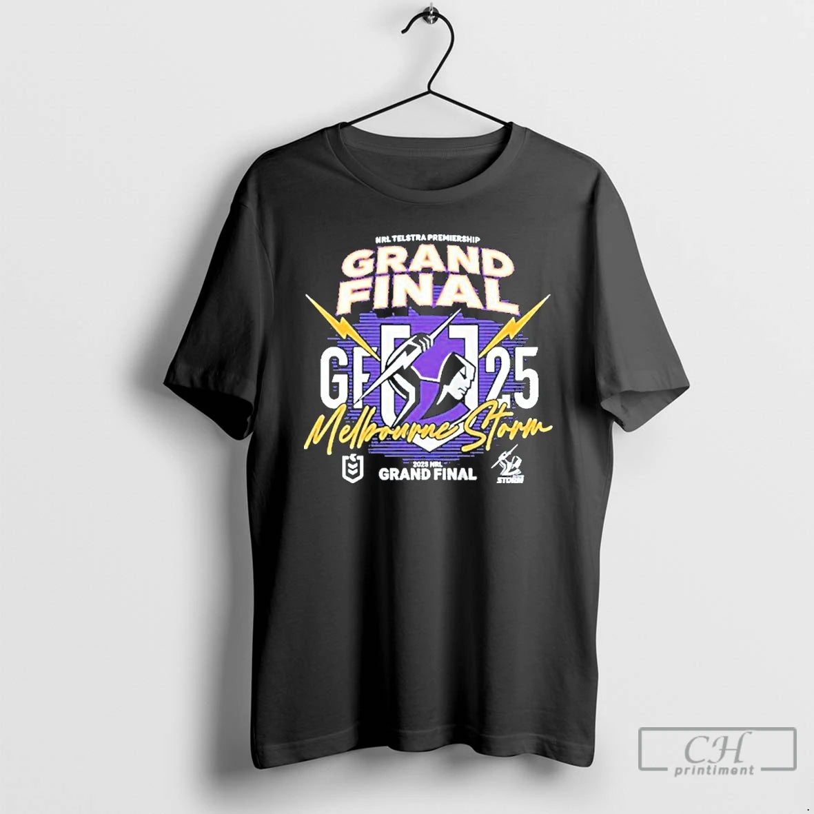 Premium Melbourne Storm 2025 Nrl Grand Final Teslstra Premiership T Shirts