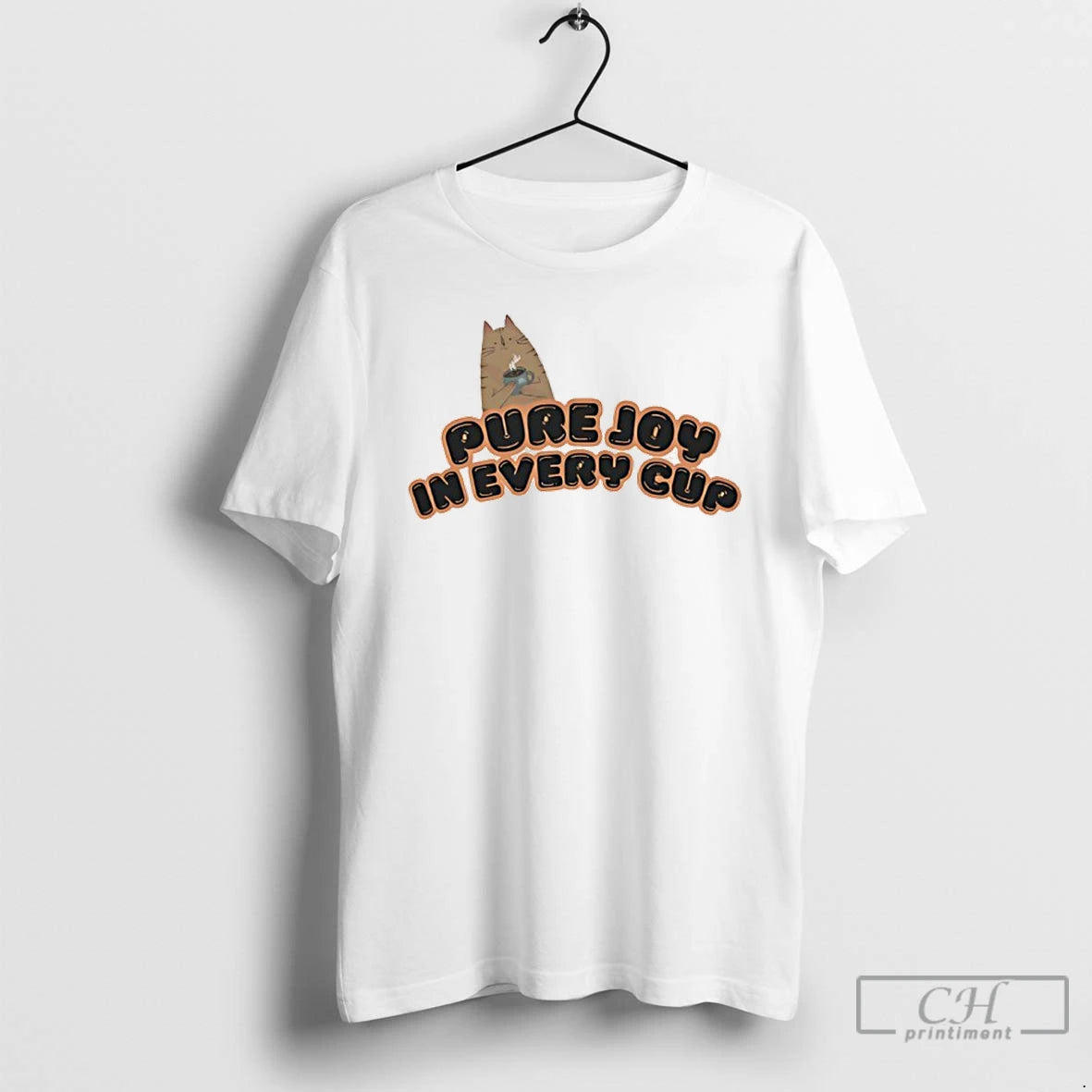 Premium Pure Joy In Every Cup Cat Coffee Meme T-Shirts, Hoodie, Sweatshirt | CiraTrend.com