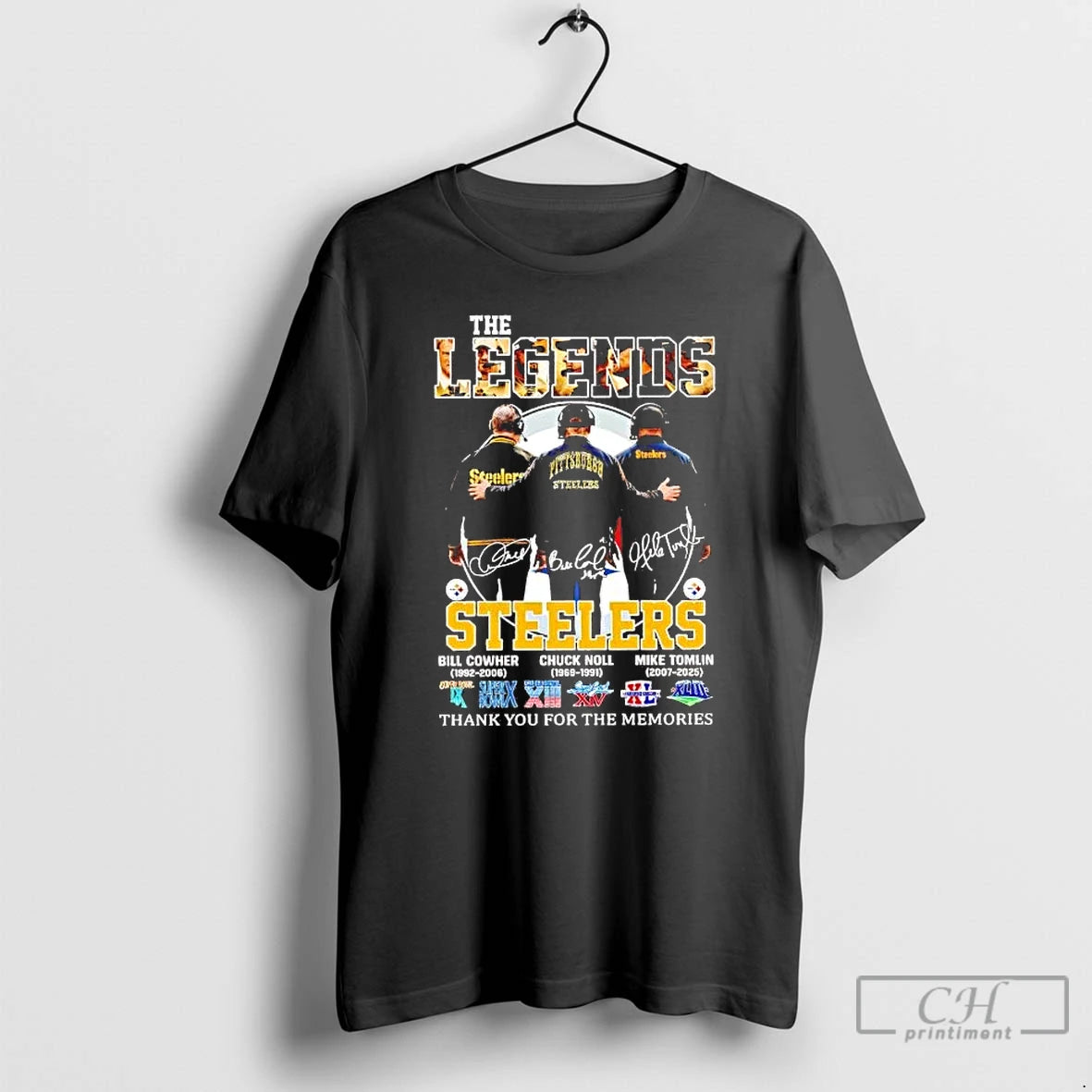 Premium The Legends Steelers Cowher Noll Tomlin Coach Thank You For The Memories T Shirts Hoodie, Sweatshirt | CiraTrend.com