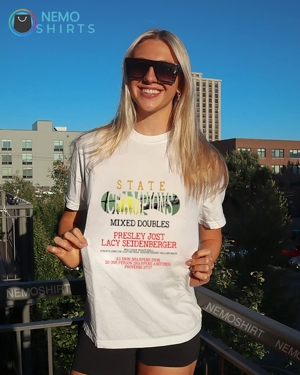 Presley Jost Lacy Seidenberger Mixed Doubles tennis state champions shirt