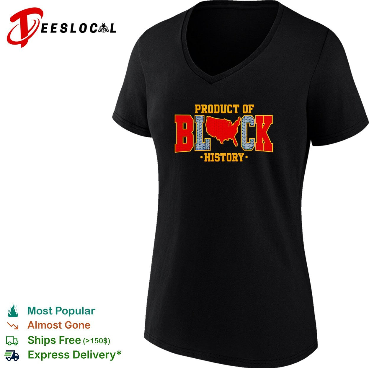 Product of Black History map of the United States USA knit texture style shirt