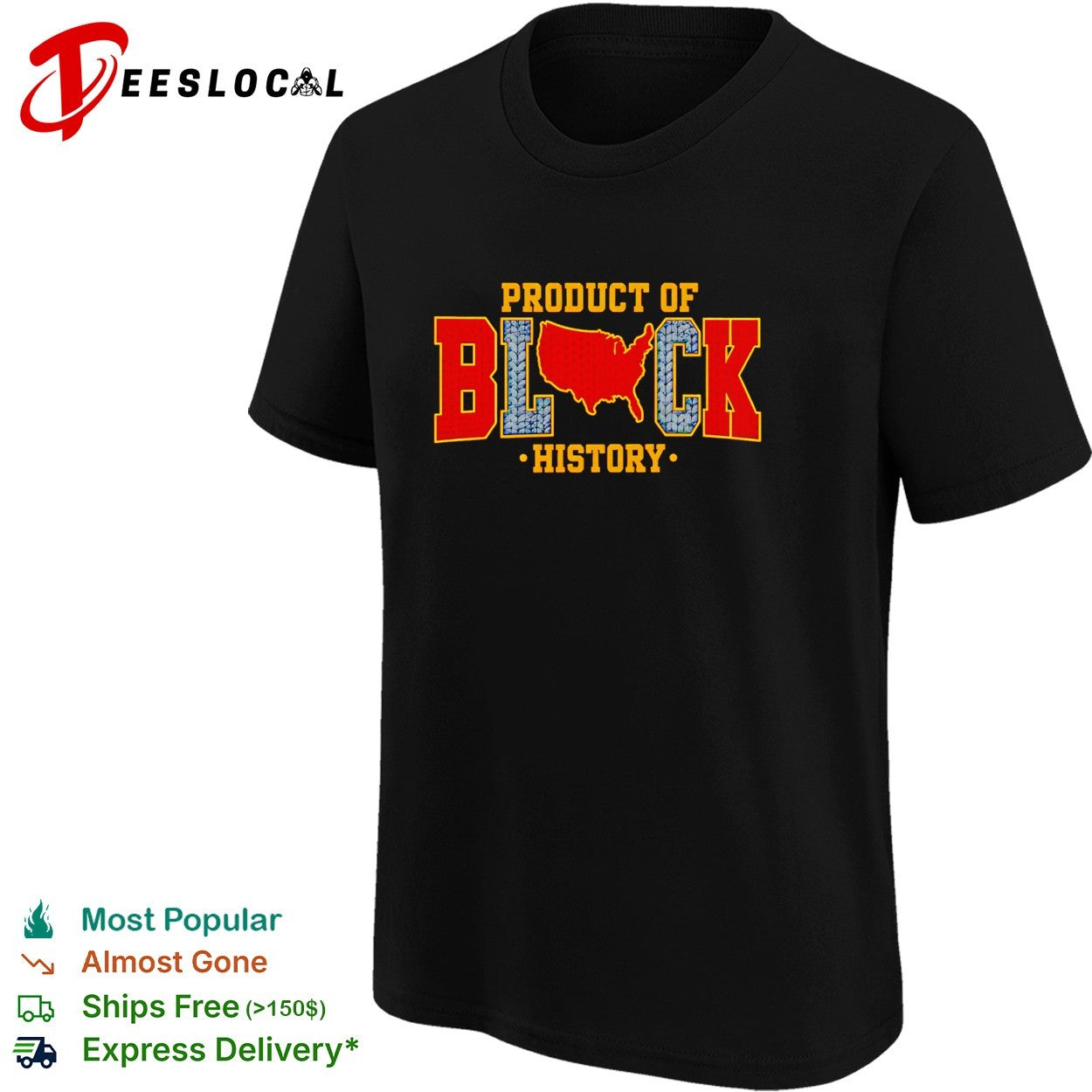 Product of Black History map of the United States USA knit texture style shirt