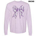 Purple Floral Bow Long Sleeve Comfort Colors T-Shirt 'NLB' Hoodie, Sweatshirt | CiraTrend.com