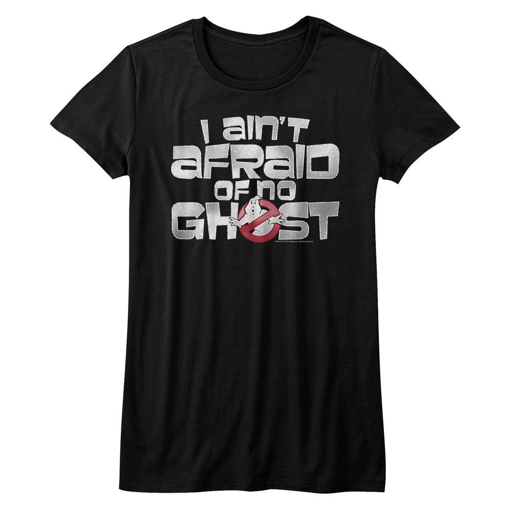 The Real Ghostbusters Girls Juniors S/S T-Shirt - Ain'T Afraid - Solid Black Hoodie, Sweatshirt | CiraTrend.com