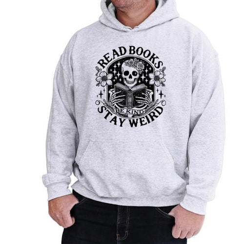 'Read Books, Stay Weird' Sweatshirt or Hoodie | Vintage Grunge Aesthetic with Skulls, Retro Vibes | book Lovers Graphic...