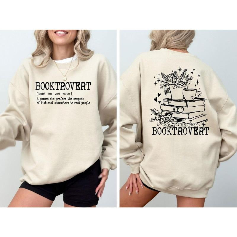 Retro Booktrovert Sweatshirt, Book Lover Shirt For Women, Classic Literature Hoodie, Bookish Girl Sweat,Bookworm...
