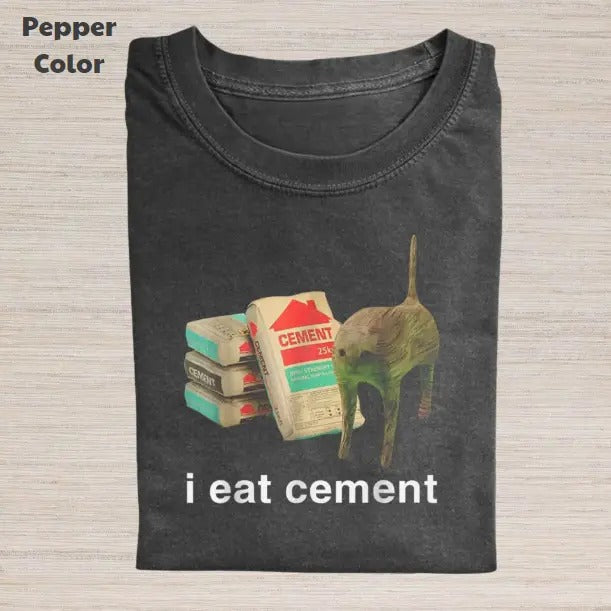 Retro Funny Vintage Graphic Tee, Cat I Eat Cement T-Shirt, Unisex Meme Cringe Funny Dumb Shirt, Gift For Men Women,...