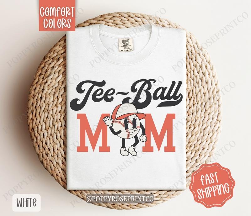 Retro Tee-Ball Mom Comfort Colors, Mom Tee, Tee-Ball Mom Women's Tshirt Hoodie, Sweatshirt | CiraTrend.com